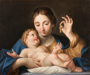 La Madonna che mostra una piccola croce a Gesù