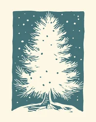 Albero di Natale bianco, 2023 (linoleum su carta)