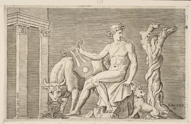 Apollo che cura i greggi di Admeto, Apollo seduto con una lira