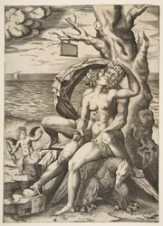 Giove e Semele che si abbracciano, un