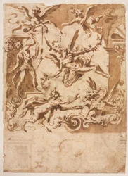 Grottesco con un satiro che nutre un drago (recto)