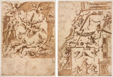 Grottesco con un satiro che nutre un drago (recto); Grottesco con un centauro che salta (verso)