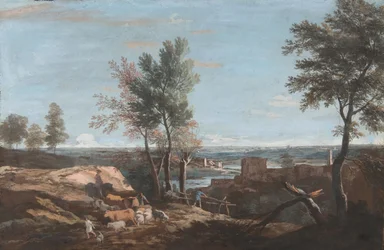 Ampio paesaggio pastorale, ca. 1700-1730
