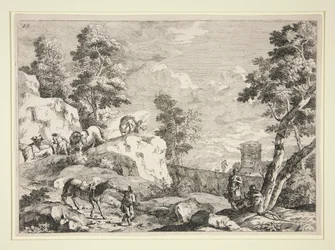 Paesaggio con quattro cavalieri