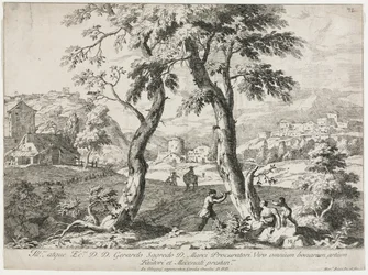 Veduta di un villaggio con figure in primo piano, 1723