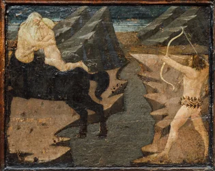Cassone con scena di battaglia e scene delle fatiche di Ercole, FLorence, Itlay, 1460 circa (tempera, gesso e legno)