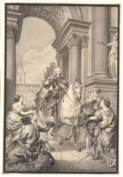 Studio per il dipinto: Danimarca e Norvegia omaggiano Chr. VI (bruciato con Christiansborg 1794)