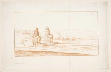 Illustrazione di "Drawings of some Ruins and Colossal Statues at Thebes in Egypt with an Account of the Fame in a Letter to the Royal Society", Londra 1741