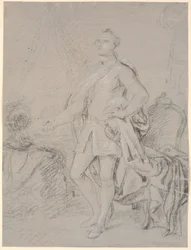 Bozza per ritratto a figura intera. Lavoro preliminare per il ritratto di famiglia di Chr. VI (Rosenborg)? Federico V come principe ereditario