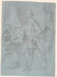 Bozza per ritratto a figura intera. Studio per il ritratto di famiglia di Chr. VI (Rosenborg)? Federico V come principe ereditario