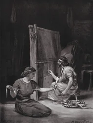 Un telaio babilonese (litografia)