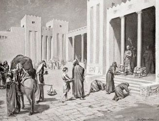 Un principe siro-ittita a colloquio con un gruppo di sudditi semiti nel Bit-hilani, da Hutchinson