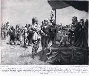 Caractacus davanti a Claudio, illustrazione da "Hutchinson
