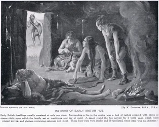 Interno di una capanna inglese, illustrazione da "Hutchinson