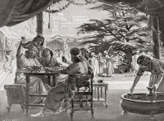 Esultanza a Babilonia per la ricostruzione della città da parte di Esarhaddon, da Hutchinson