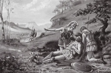 La morte di Epameinonda, 362 a.C. (litografia)