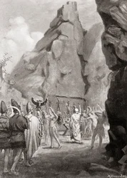 La celebrazione di una festa di primavera con una danza di culto per adorare le dee madri ittite, da Hutchinson