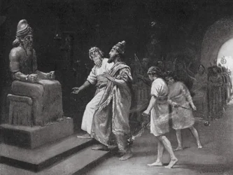 Tukulti-Ninib I nel Tempio di Marduk (litografia)