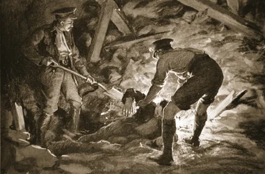 Il caporale J. McCartney che estrae, con l