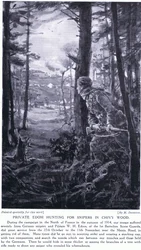 Il soldato Edom a caccia di cecchini a Chivy Wood, autunno 1914 (litografia)