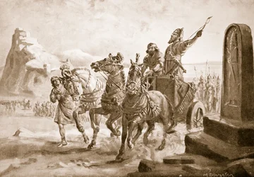 Tiglath-Pileser IV davanti alla cittadella di Turushpa, illustrazione da "Hutchinson