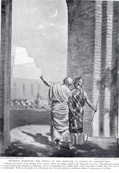 Ur-Engur che ispeziona il Tempio del Dio della Luna in fase di costruzione, illustrazione da "Hutchinson