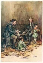 Il vicario di Wakefield di Oliver Goldsmith (litografia a colori)