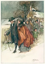 Il vicario di Wakefield di Oliver Goldsmith (litografia a colori)