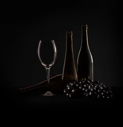 Elegante natura morta con vino