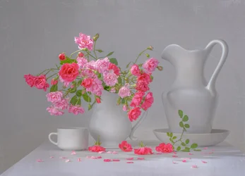 Natura morta con rosa rosa