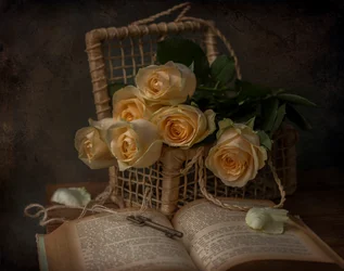 Rose romantiche e un vecchio libro