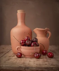 Ciliegie rustiche e ceramiche