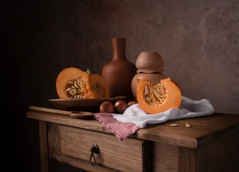 Natura morta rustica con zucca