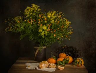 Mandarini e fiori autunnali