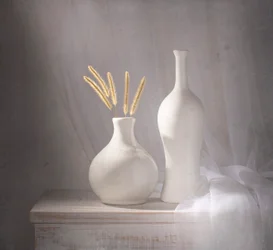 Vasi bianchi, luce soffusa