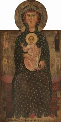 Madonna con Bambino in trono e quattro santi, 1240-1245 circa (tempera su tavola)