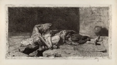 Arabo che veglia il corpo di un amico