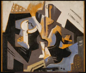 Natura morta cubista in blu e grigio