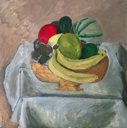 Cestino di frutta, 2020 (olio su carta)