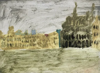 Paesaggio giallo oro di Bruxelles, 2019 (olio su carta)