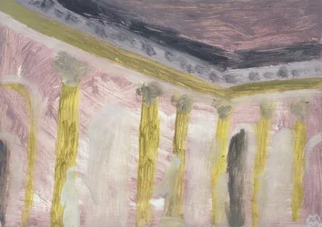 Interno rosa viennese con colonne, 2019 (olio su carta)