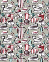 Candy Stripe Tea Party, 2020 ( acquerello, penna, su carta)