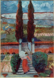 Paesaggio primaverile con ragazza