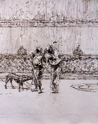 Musicisti arabi davanti a un re moro, circa 1870-71