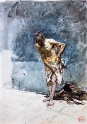 Uomo in perizoma, 1871 circa (acquerello su carta)