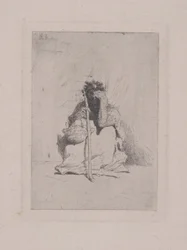 Senza Titolo - Figura Accovacciata con Bastone