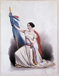 La Marsigliese declamata da Rachel alla Comédie Française - litografia di Alophe