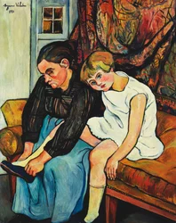 Nonna che calza una bambina