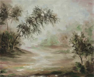 Sereno paesaggio nebbioso