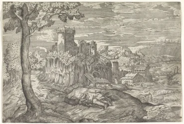 Paesaggio con rovina di castello